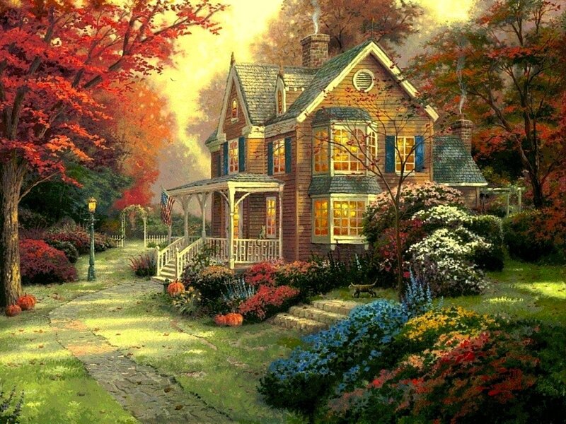 Autumn cottage scene