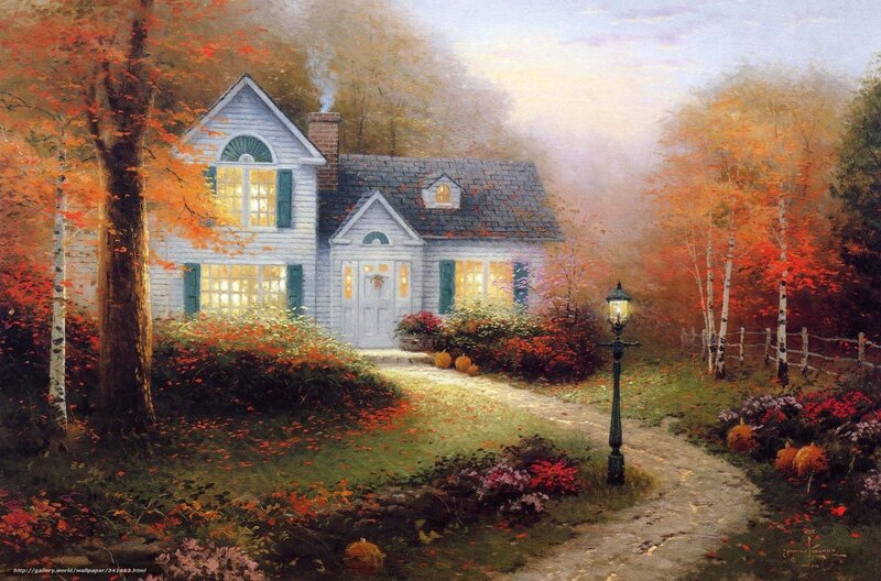Autumn cottage scene