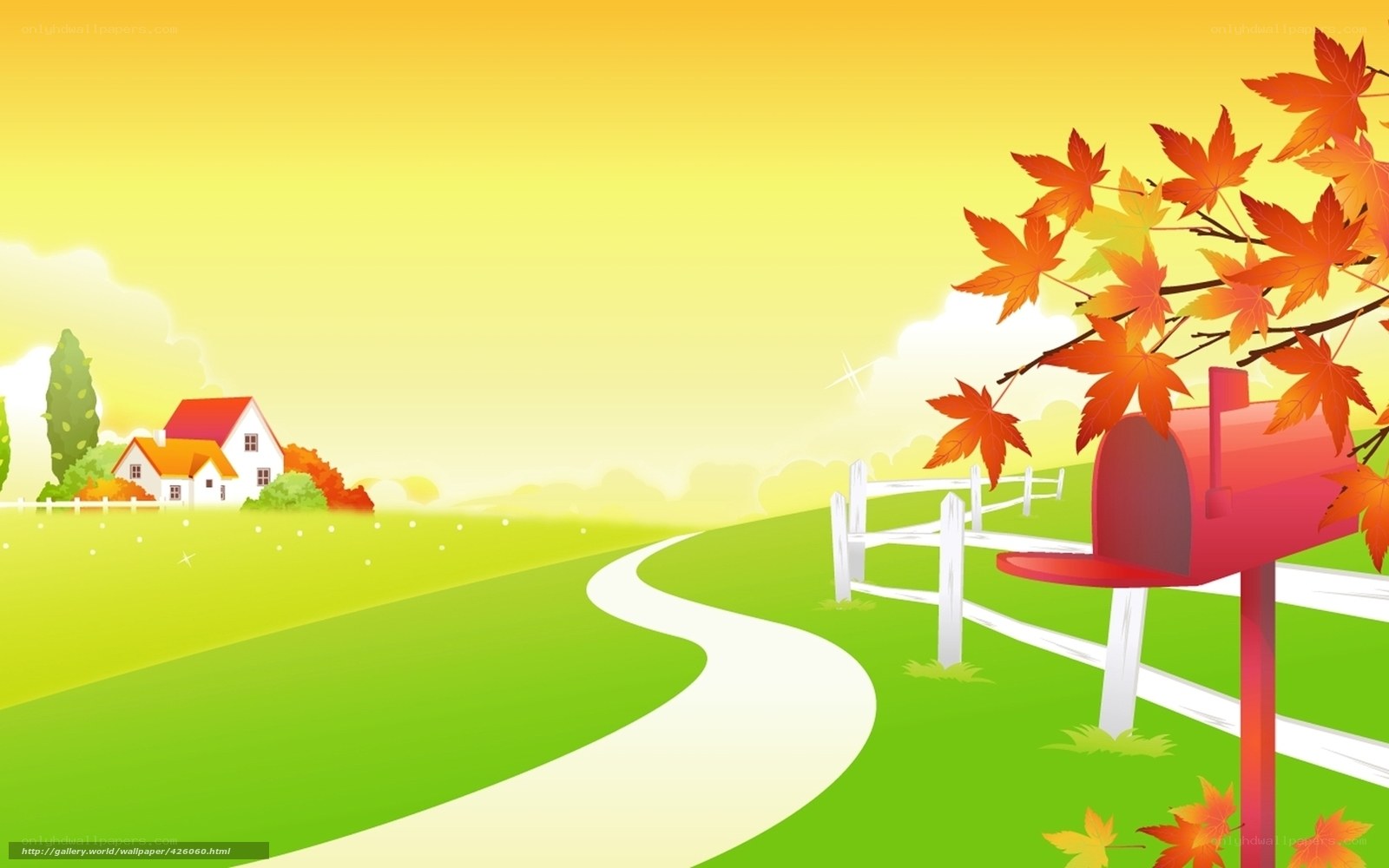 Autumn countryside with mailbox