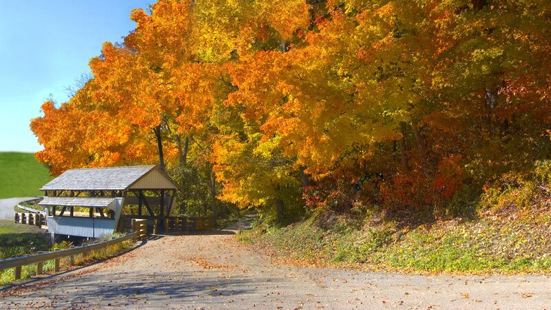Autumn covered bridge