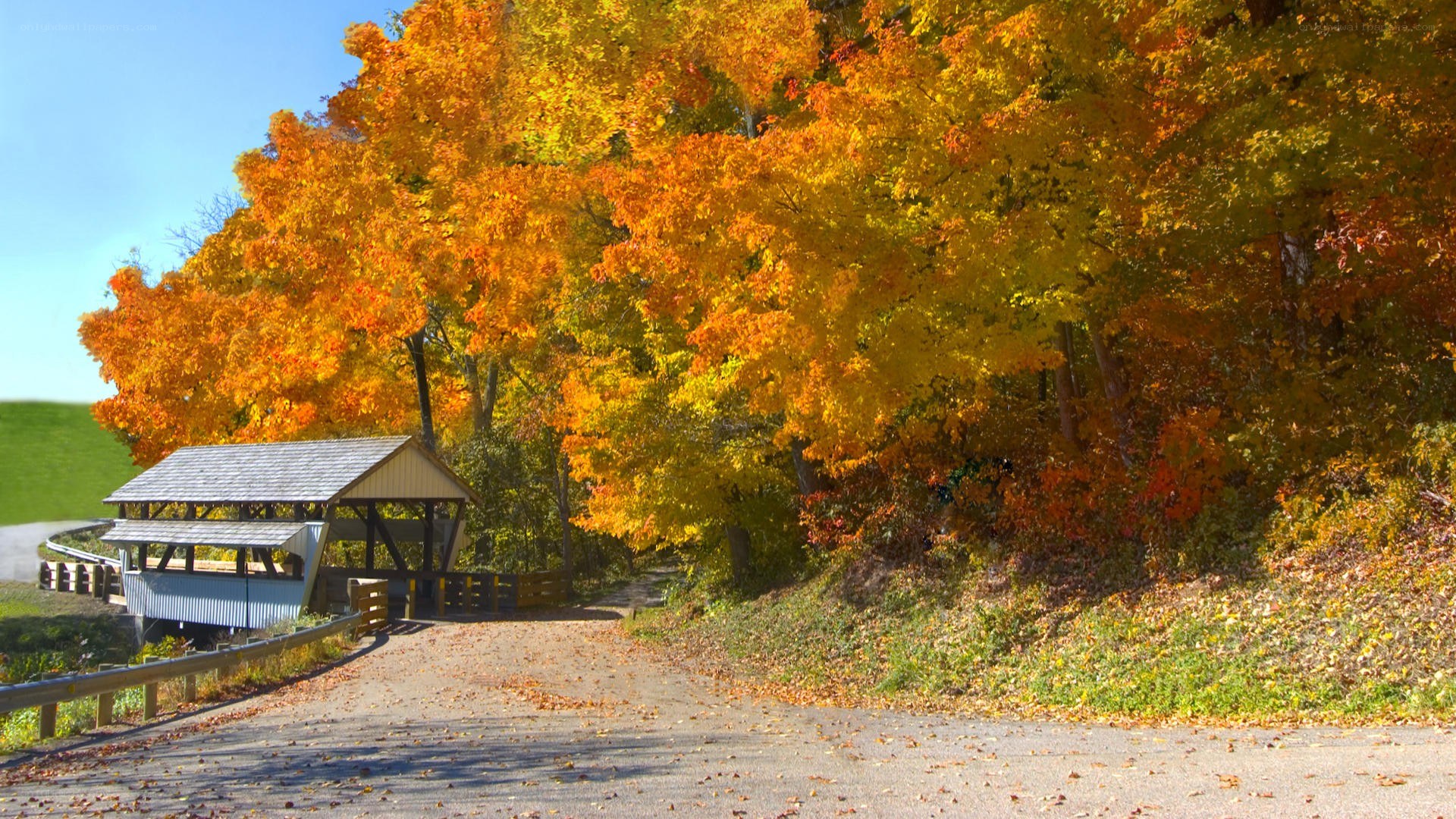 Autumn covered bridge