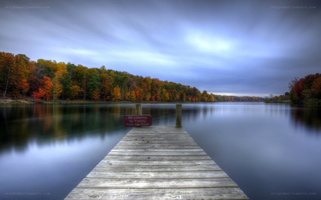 Autumn dock by the lake