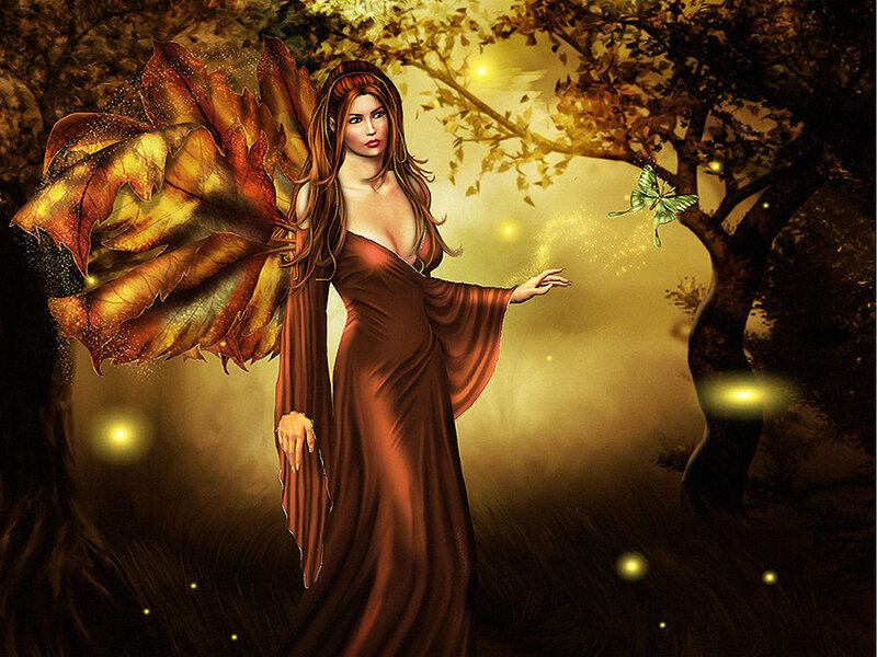 Autumn fairy in forest