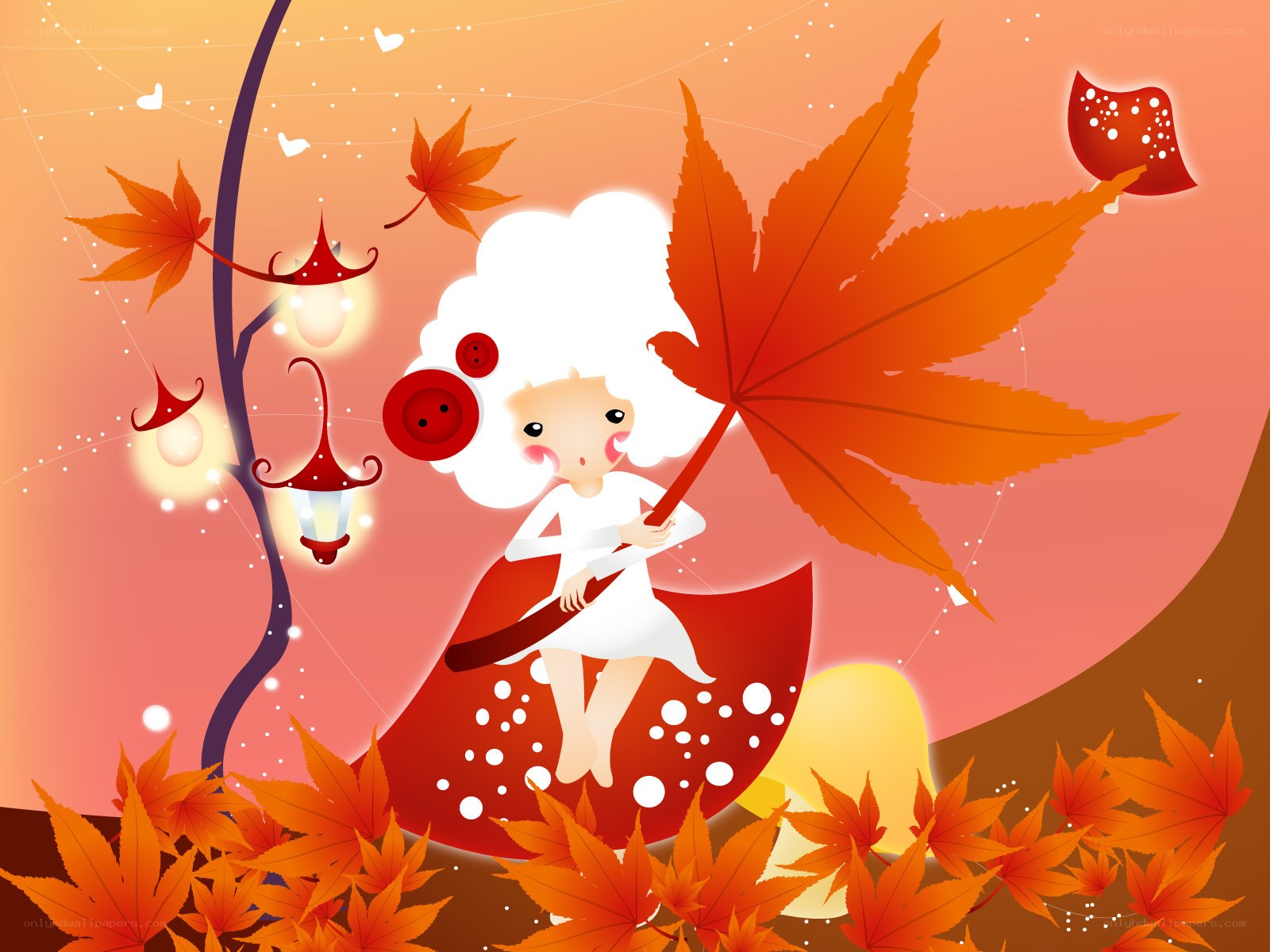 Autumn fairy with maple leaf