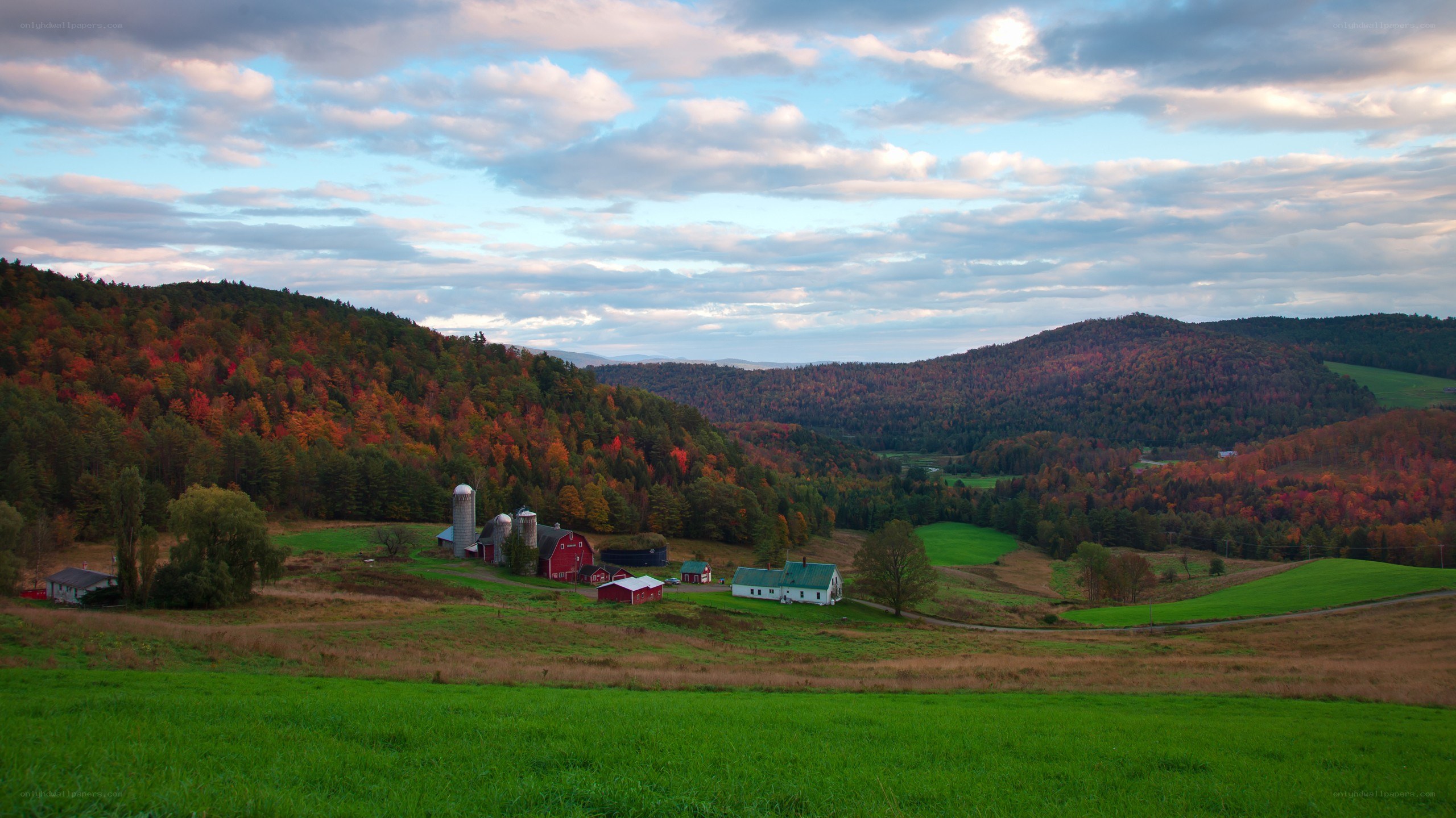 Autumn farm in the valley