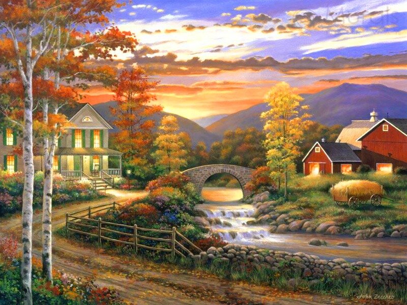 Autumn Farm Landscape — Orange