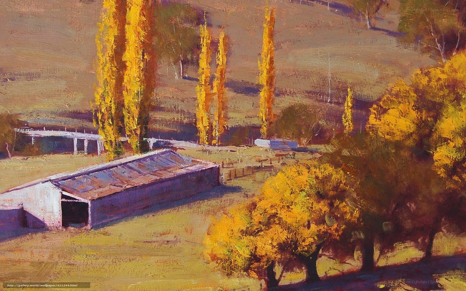 Autumn farm landscape painting