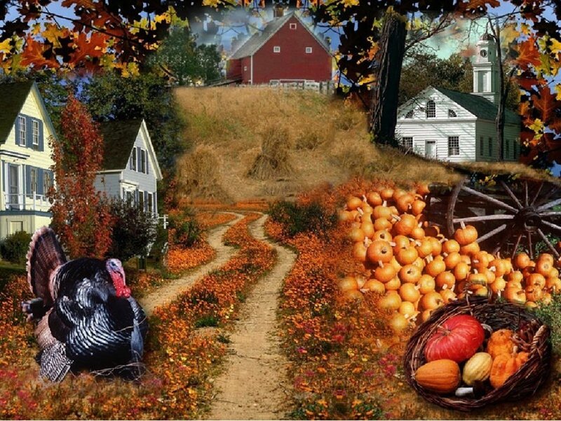 Autumn farm scene collage
