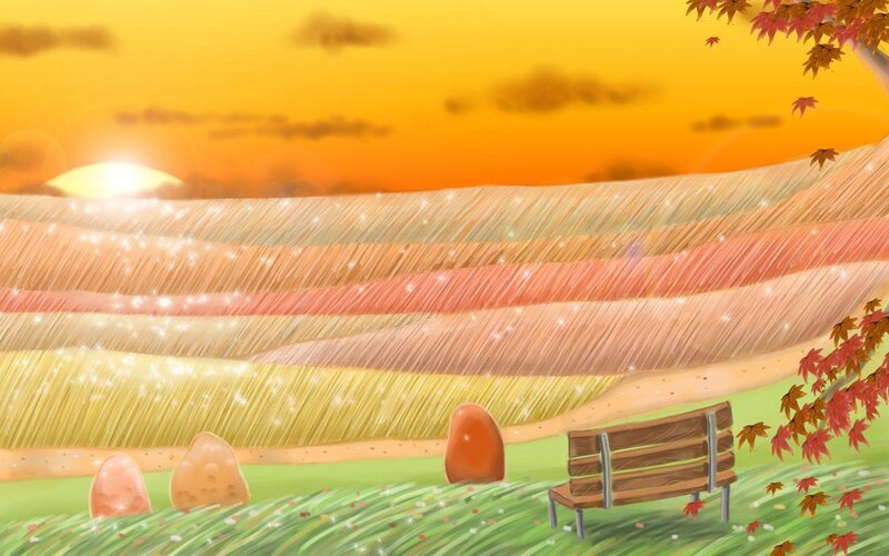 Autumn field at sunset