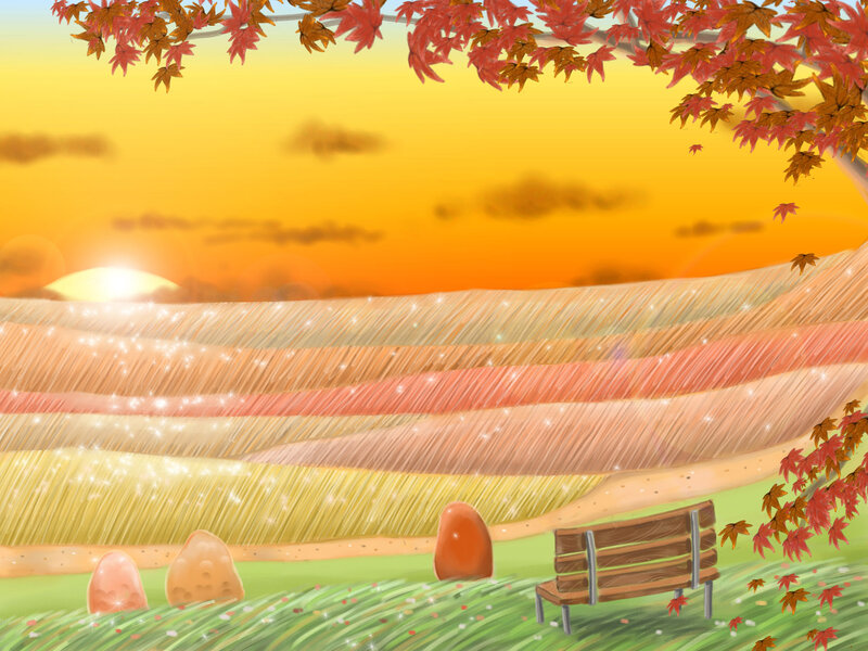 Autumn Field at Sunset — Orange