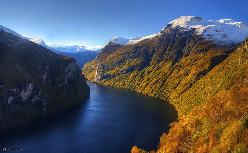 autumn fjord landscape