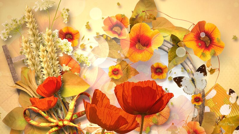Autumn Floral Arrangement — Orange, Warm