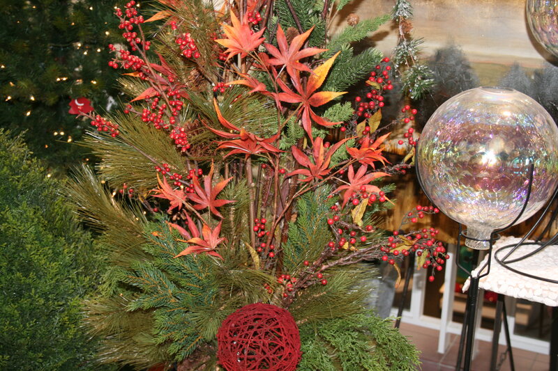 Autumn Floral Arrangement — Red, Festive