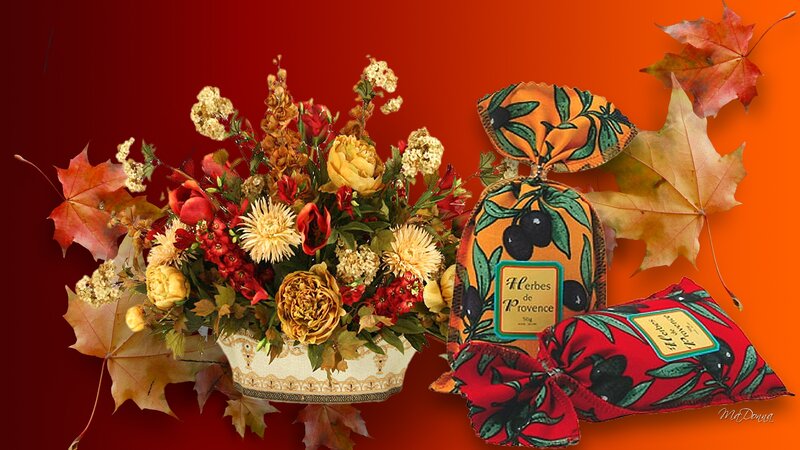 Autumn Floral Arrangement — Red, Warm