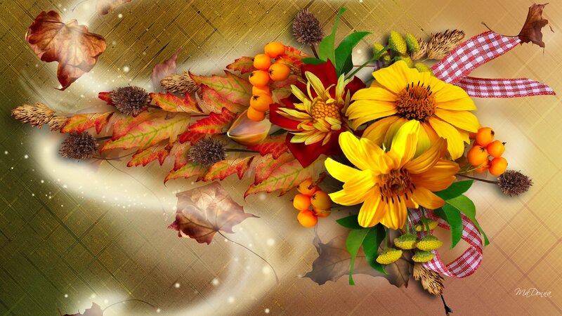 Autumn Floral Arrangement — Yellow, Festive
