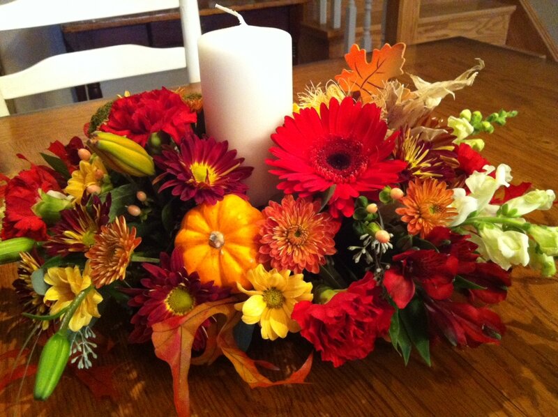 Autumn Floral Centerpiece — Red