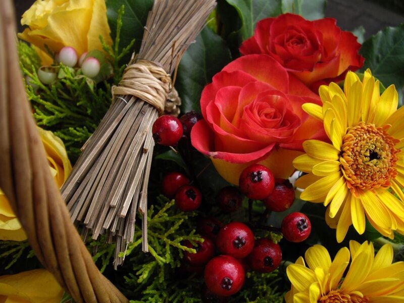 Autumn Flower Arrangement — Yellow, Festive, Photograph, Roses