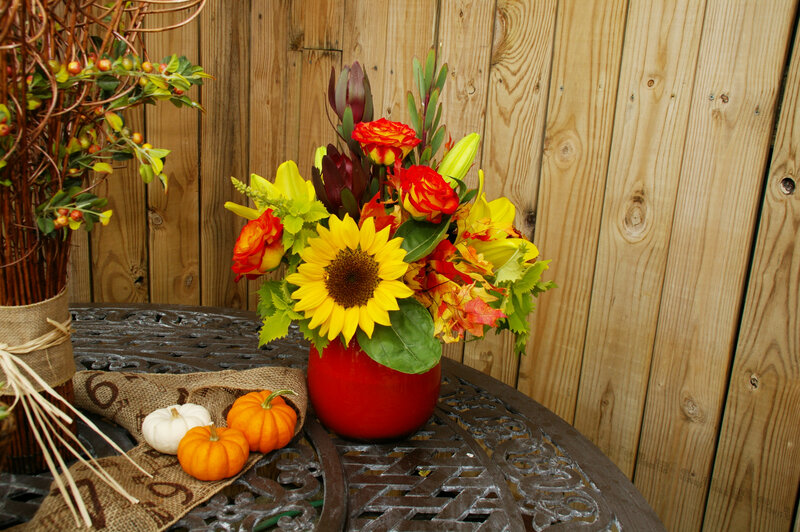 Autumn Flower Arrangement — Yellow, Festive