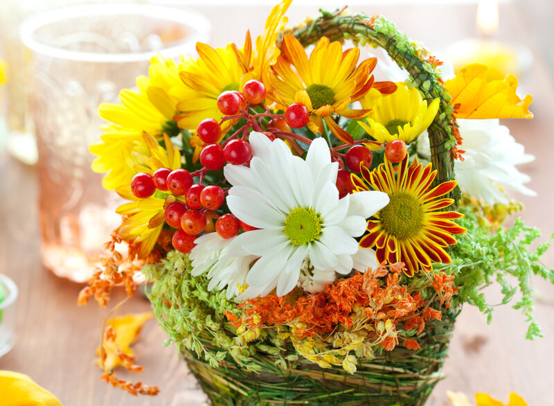 Autumn Flower Arrangement — Yellow, Warm