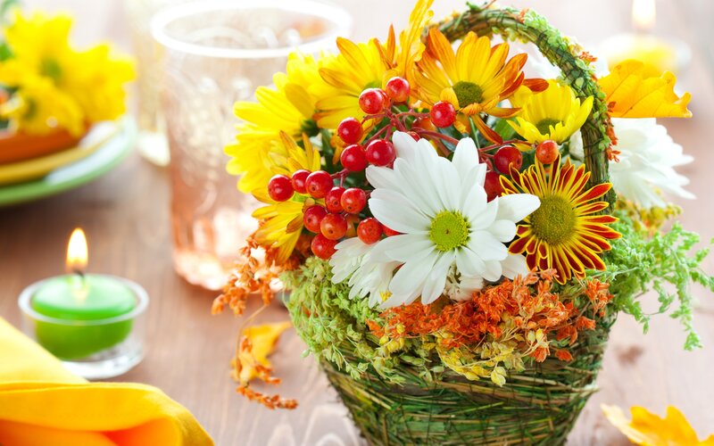 Autumn Flower Basket — Yellow