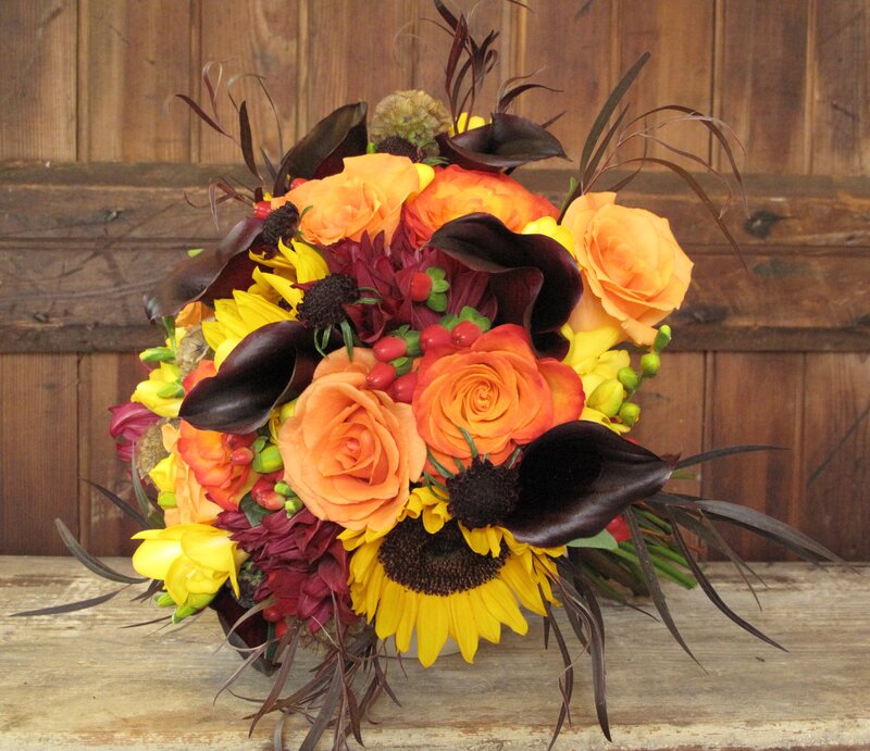 Autumn Flower Bouquet — Orange, Warm