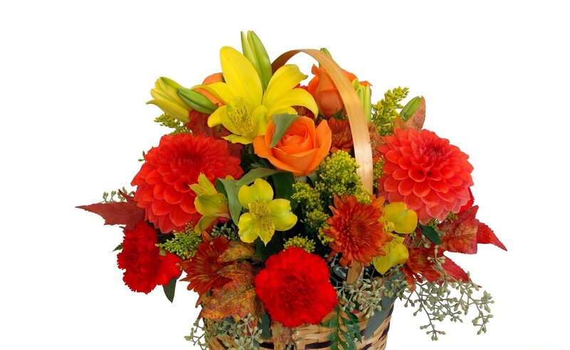 Autumn Flower Bouquet — Red, Vibrant, Photograph
