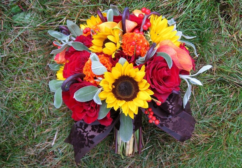 Autumn Flower Bouquet — Red, Vibrant