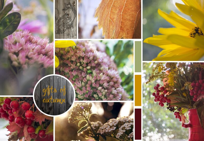 Autumn Flowers and Berries — Yellow, Serene