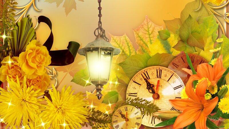 Autumn Flowers and Clocks