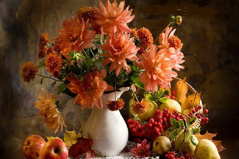 Autumn Flowers and Fruit — Orange