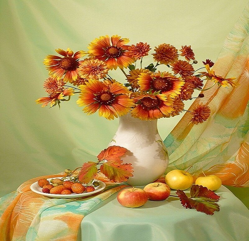 Autumn Flowers and Fruit