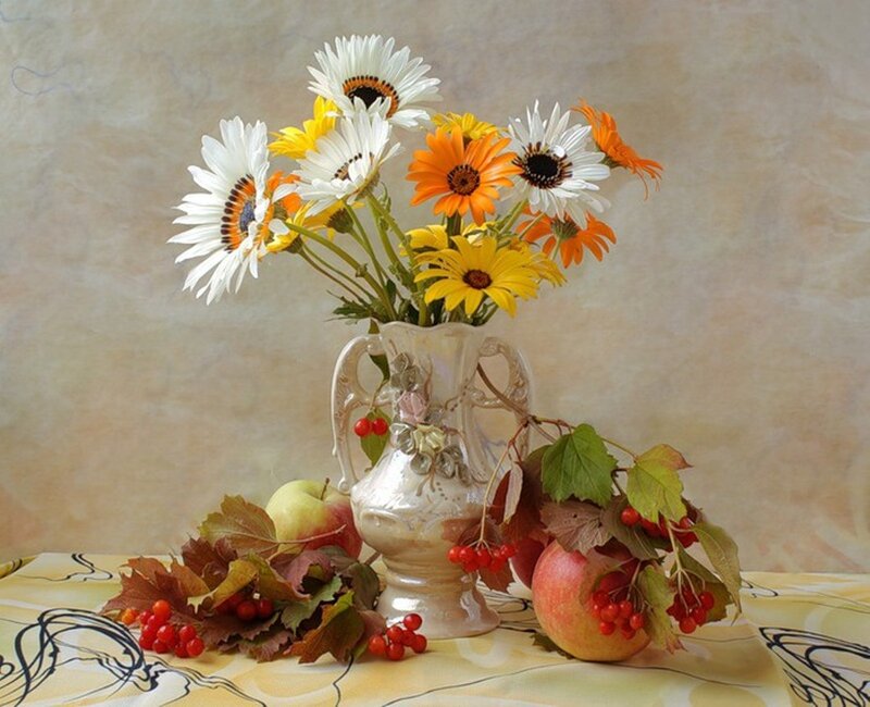 Autumn Flowers and Fruit — Yellow
