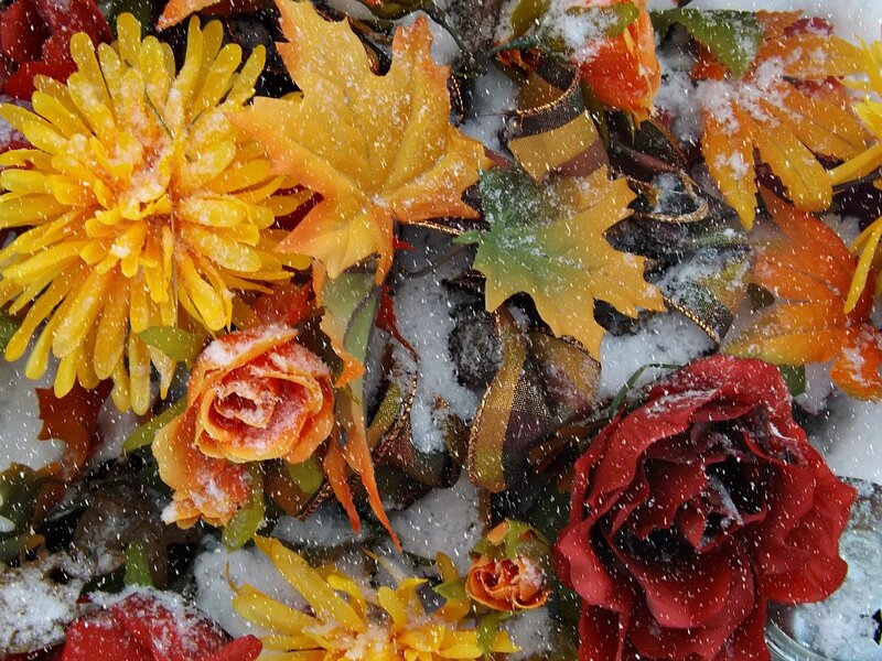 Autumn Flowers and Leaves — Yellow, Festive