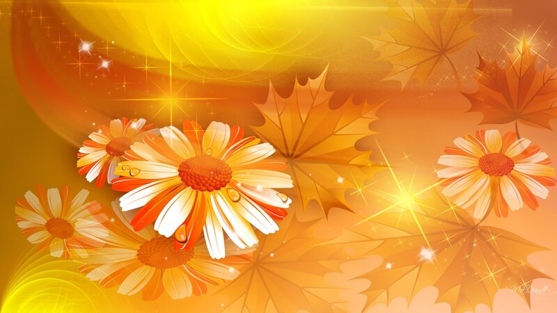 Autumn Flowers and Leaves — Yellow