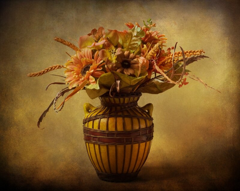 Autumn Flowers in Vase — Brown