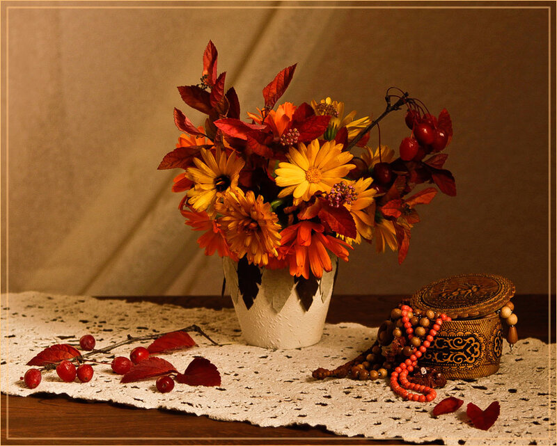Autumn Flowers in Vase