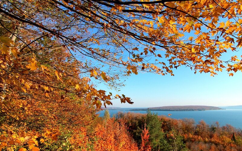 Autumn foliage over a lake