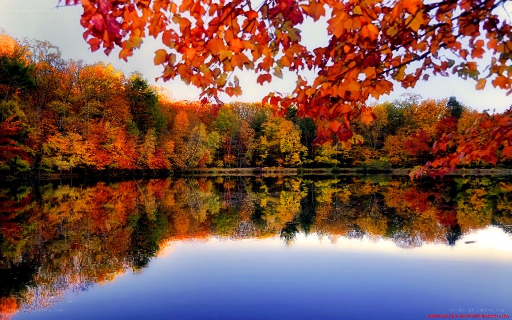 Autumn foliage reflected in a lake