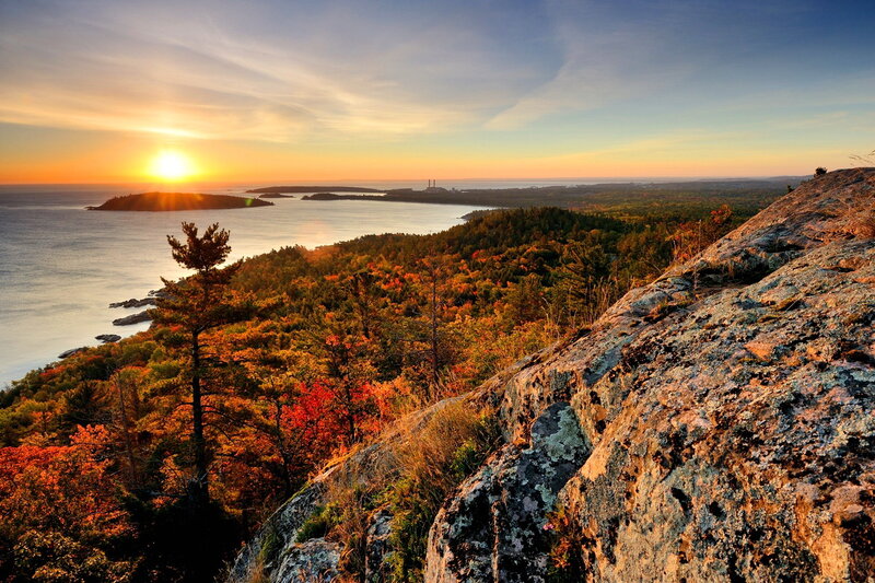 Autumn Forest at Sunset — Orange, Serene, Photograph, Ocean
