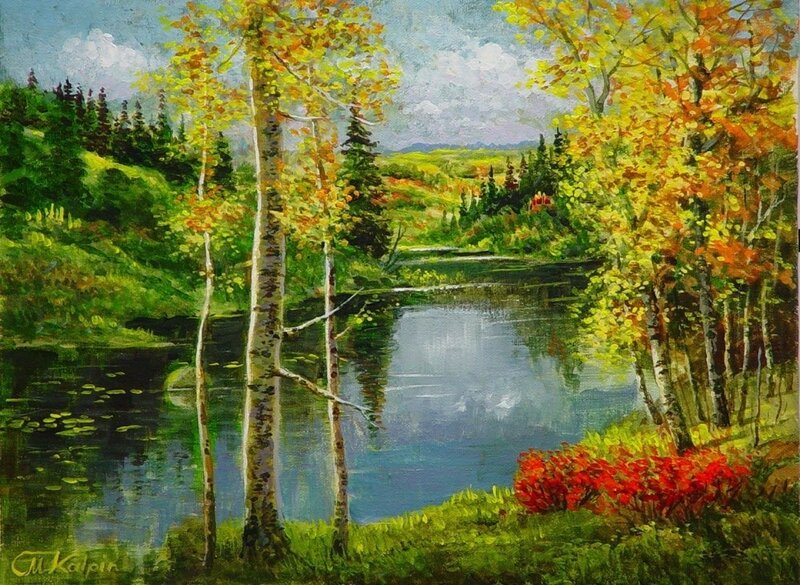 Autumn forest by a lake