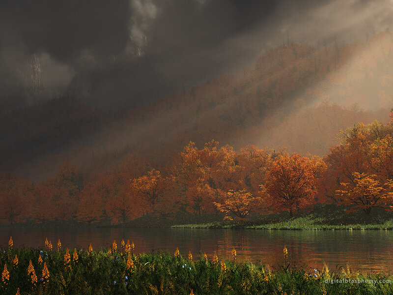 Autumn forest by the lake