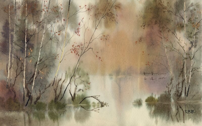 Autumn forest by the lake