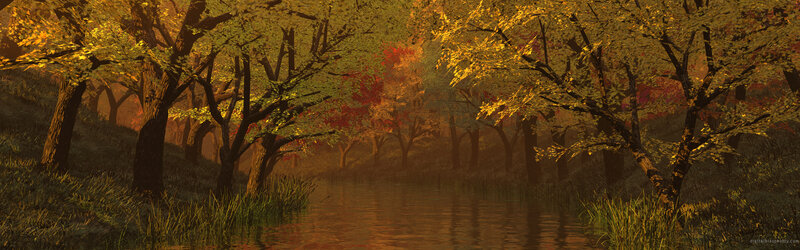 Autumn forest by the river