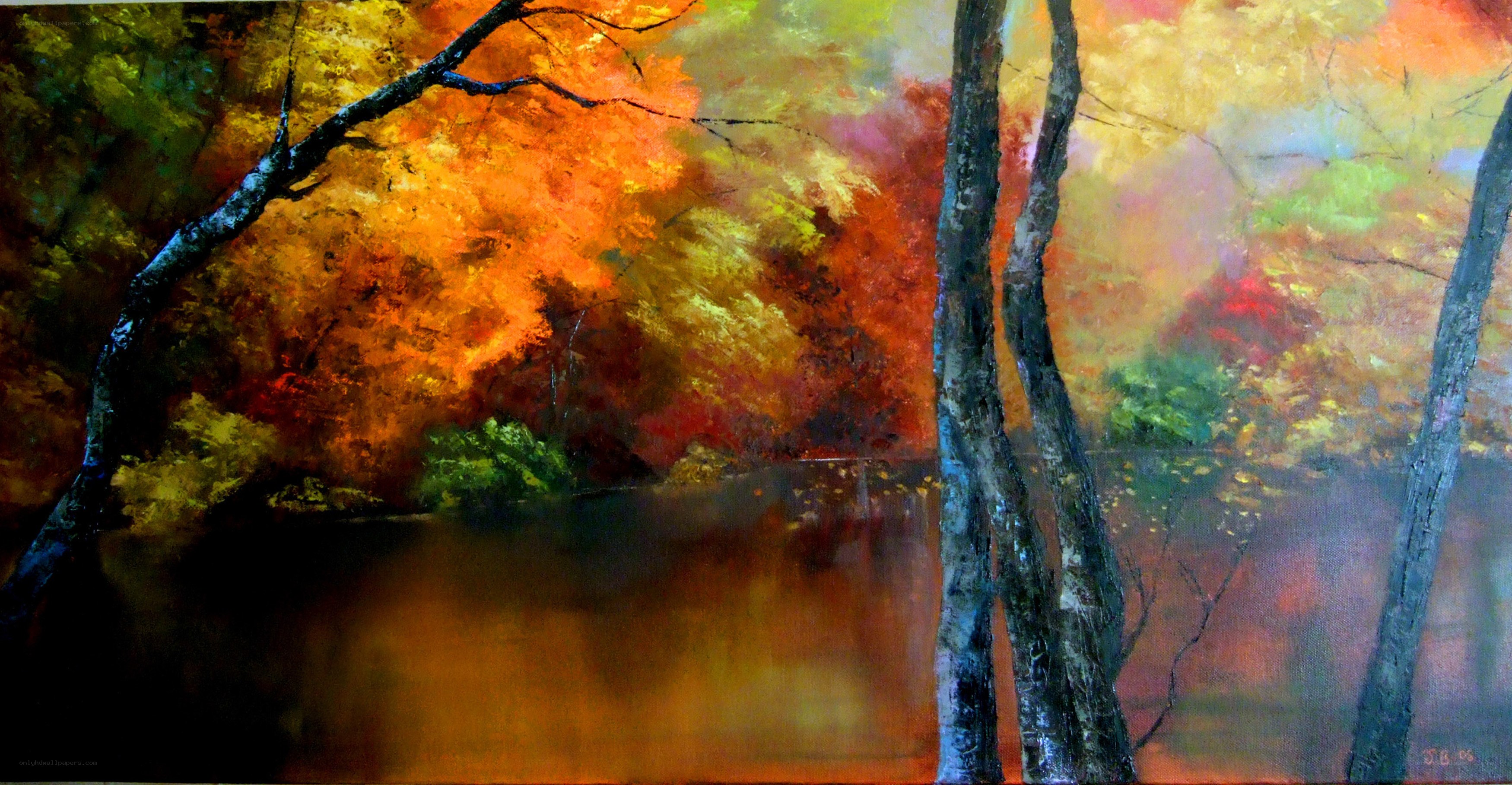 Autumn forest by the river