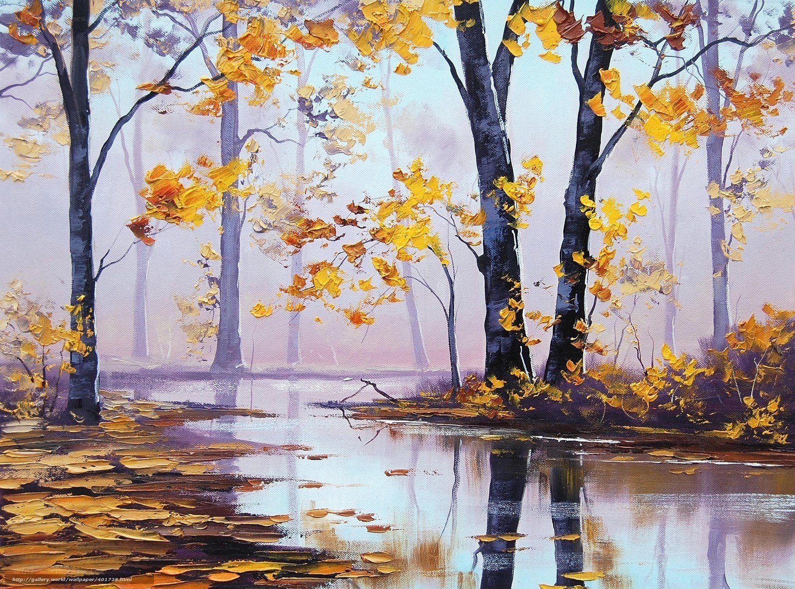 Autumn forest by the water