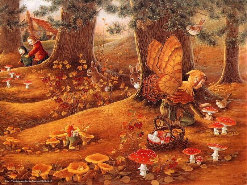 Autumn forest fairy scene