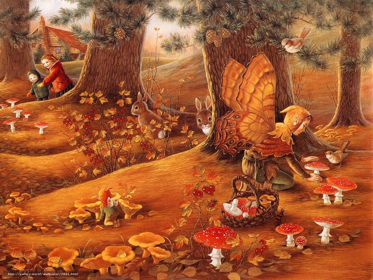 Autumn forest fairy scene