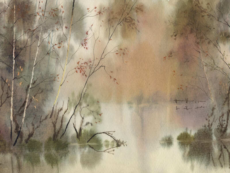 Autumn Forest Lake — Brown