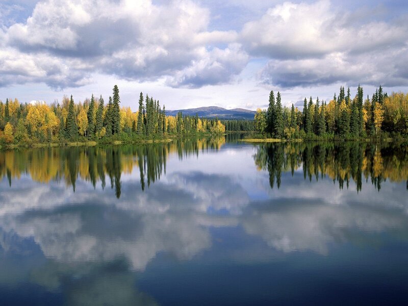 Autumn Forest Lake — Clouds
