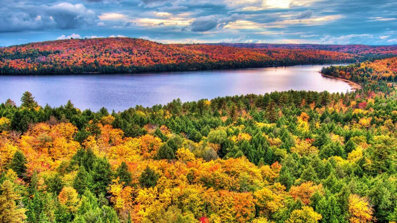 Autumn Forest Lake — Green, Serene, Photograph, Hills